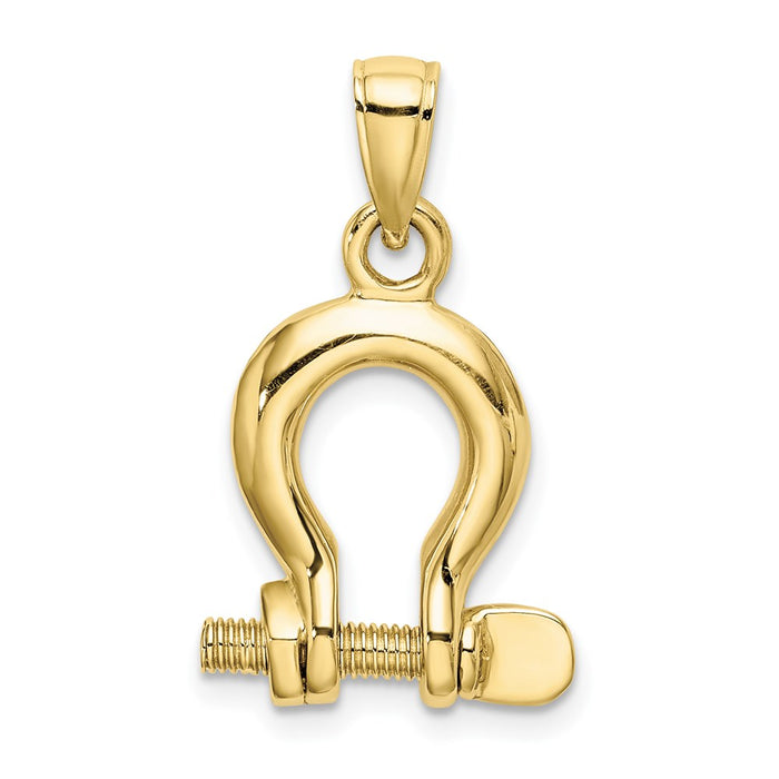 Million Charms 10K Yellow Gold Themed 3-D Medium Shackle Link Screw Charm