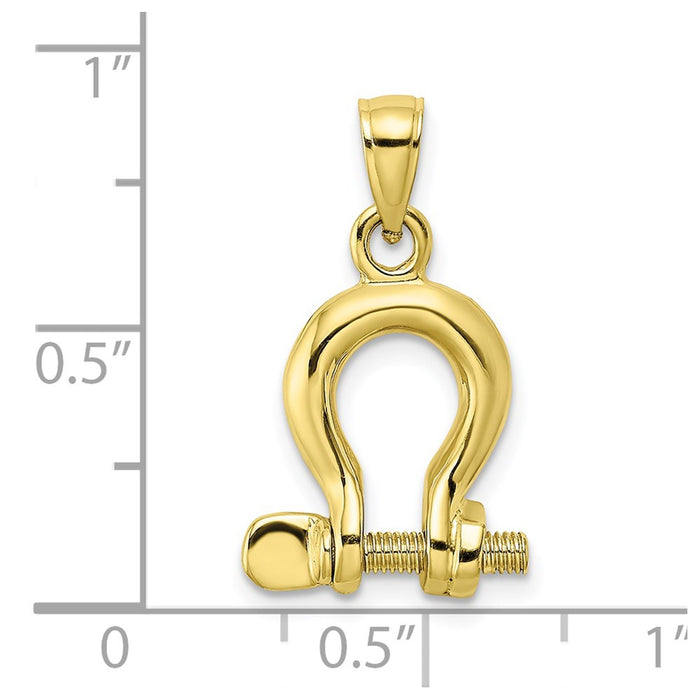 Million Charms 10K Yellow Gold Themed 3-D Medium Shackle Link Screw Charm