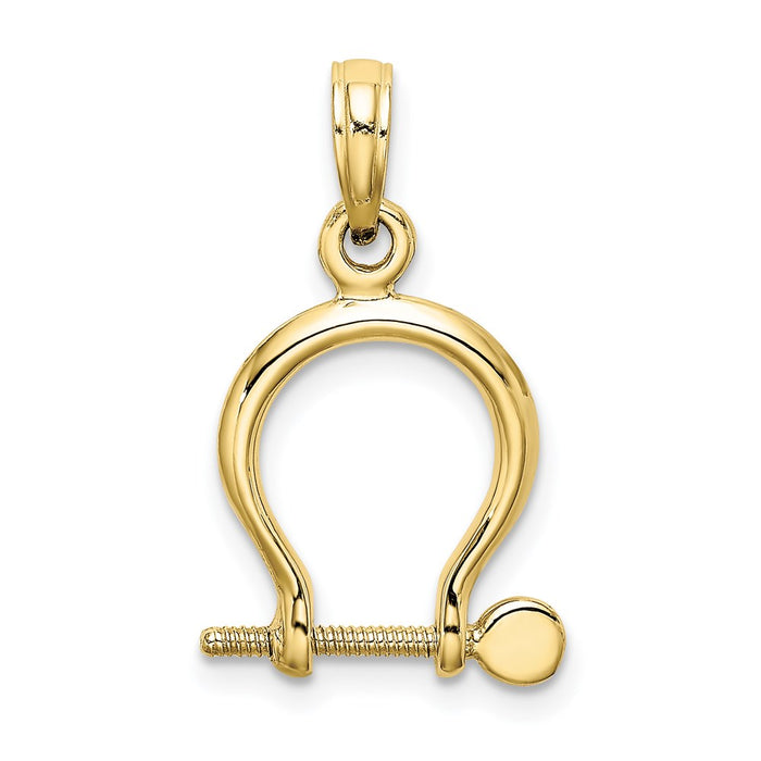 Million Charms 10K Yellow Gold Themed 3-D Small Shackle Link Screw Charm