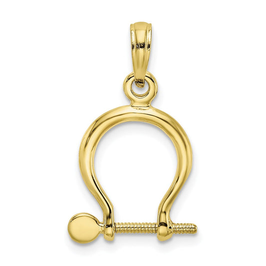 Million Charms 10K Yellow Gold Themed 3-D Small Shackle Link Screw Charm