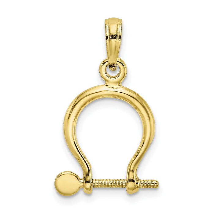 Million Charms 10K Yellow Gold Themed 3-D Small Shackle Link Screw Charm