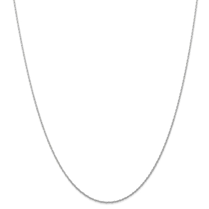 Million Charms 10k White Gold, Necklace Chain, Carded Rhodium-plated 0.70mm Rope Chain, Chain Length: 24 inches