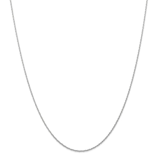 Million Charms 10k White Gold, Necklace Chain, Carded Rhodium-plated 0.70mm Rope Chain, Chain Length: 18 inches