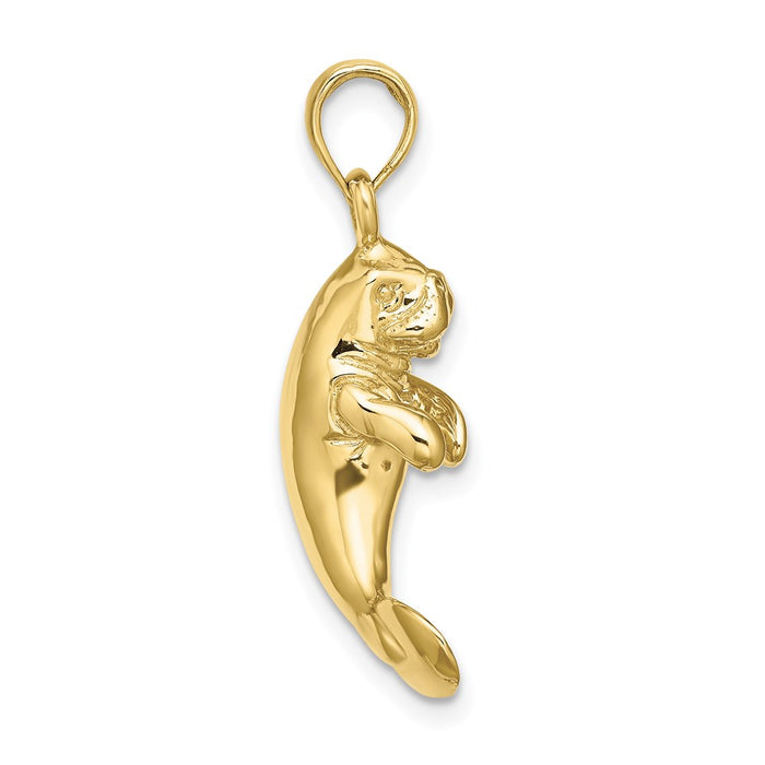 Million Charms 10K Yellow Gold Themed 3-D Polished Manatee Charm