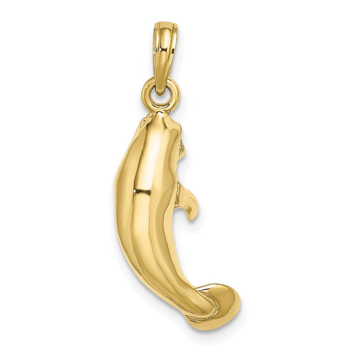 Million Charms 10K Yellow Gold Themed 3-D Polished Manatee Charm