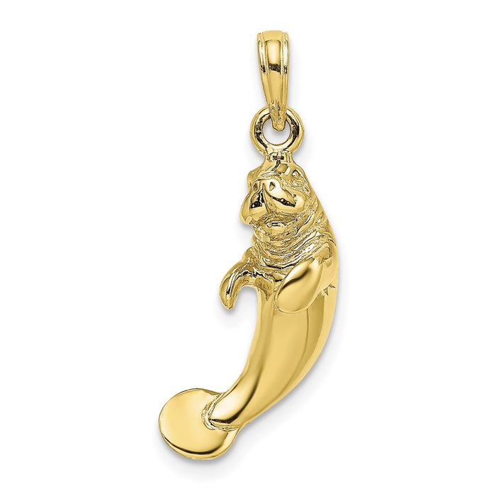 Million Charms 10K Yellow Gold Themed 3-D Polished Manatee Charm