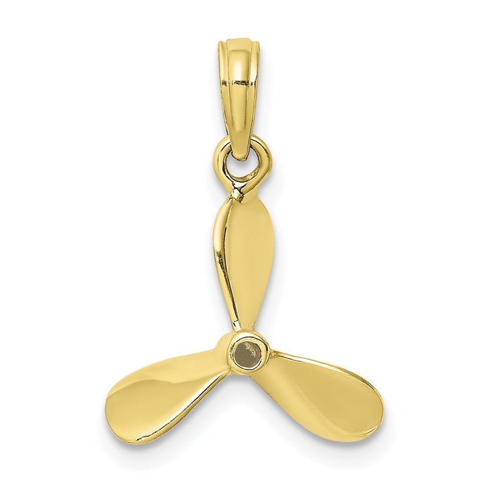 Million Charms 10K Yellow Gold Themed 3-D With 3 Blades Propeller Charm