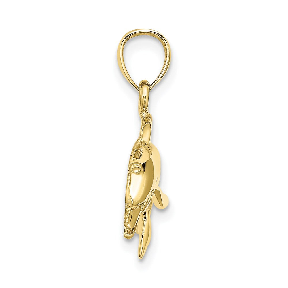 Million Charms 10K Yellow Gold Themed Textured & Polished Dolphin Jumpin Charm