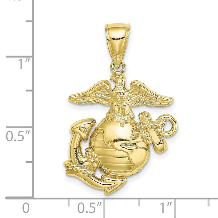 Million Charms 10K Yellow Gold Themed 2-D Med. Marine Corps Pendant