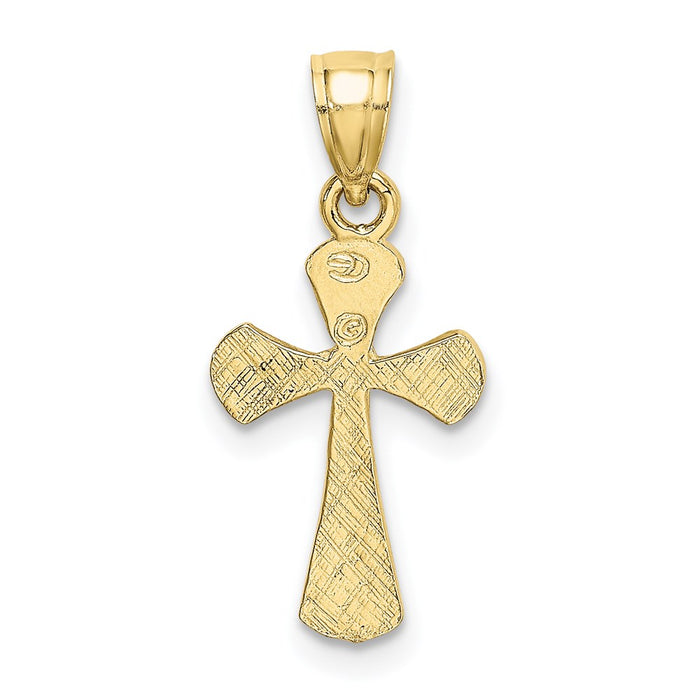 Million Charms 10K Yellow Gold Themed Solid Textured Relgious Cross Charm