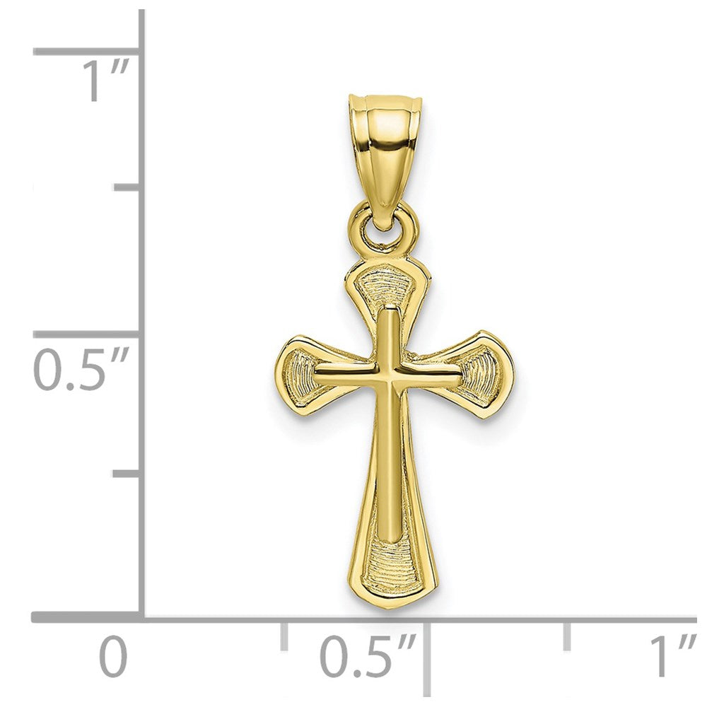 Million Charms 10K Yellow Gold Themed Solid Textured Relgious Cross Charm