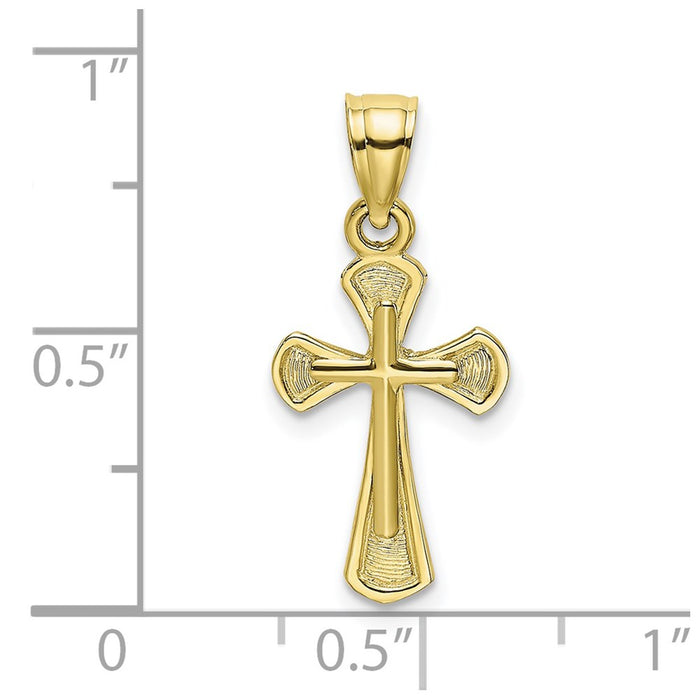 Million Charms 10K Yellow Gold Themed Solid Textured Relgious Cross Charm