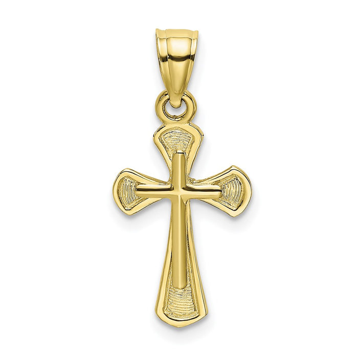 Million Charms 10K Yellow Gold Themed Solid Textured Relgious Cross Charm