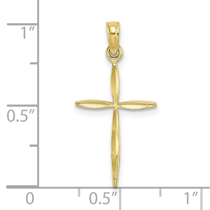 Million Charms 10K Yellow Gold Themed Diamond-Cut With Tapered Ends Relgious Cross Charm