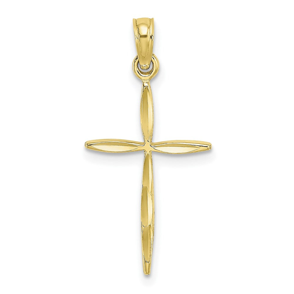 Million Charms 10K Yellow Gold Themed Diamond-Cut With Tapered Ends Relgious Cross Charm