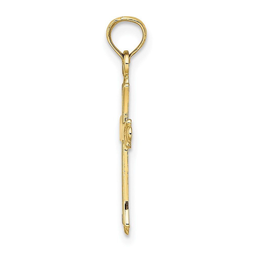 Million Charms 10K Yellow Gold Themed 2-D & Polished Relgious Cross Charm