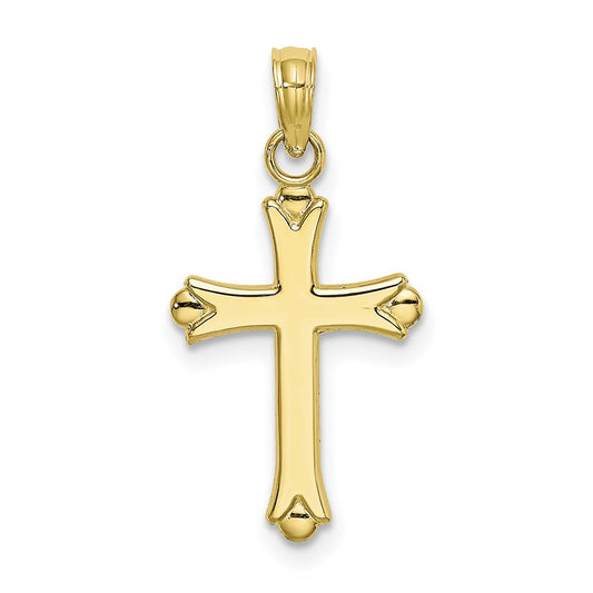 Million Charms 10K Yellow Gold Themed 2-D & Polished Relgious Cross Charm