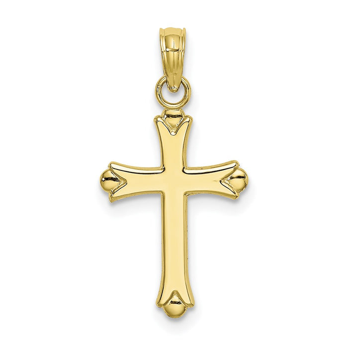 Million Charms 10K Yellow Gold Themed 2-D & Polished Relgious Cross Charm