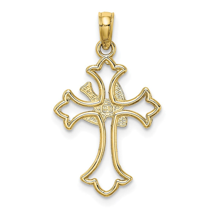 Million Charms 10K Yellow Gold Themed Cut-Out Dove Center Relgious Cross Charm