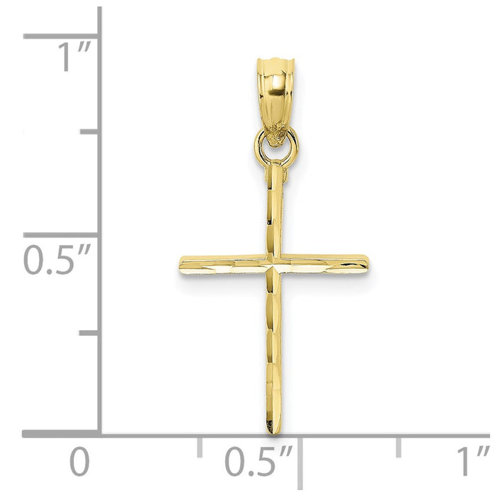 Million Charms 10K Yellow Gold Themed Diamond-Cut & Polished Relgious Cross Charm