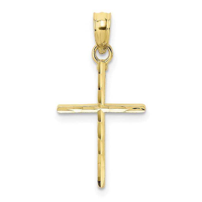 Million Charms 10K Yellow Gold Themed Diamond-Cut & Polished Relgious Cross Charm