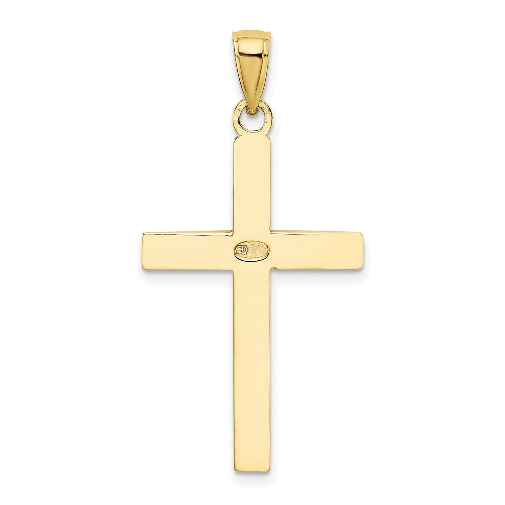 Million Charms 10K Yellow Gold Themed Polished Beveled Relgious Cross Charm