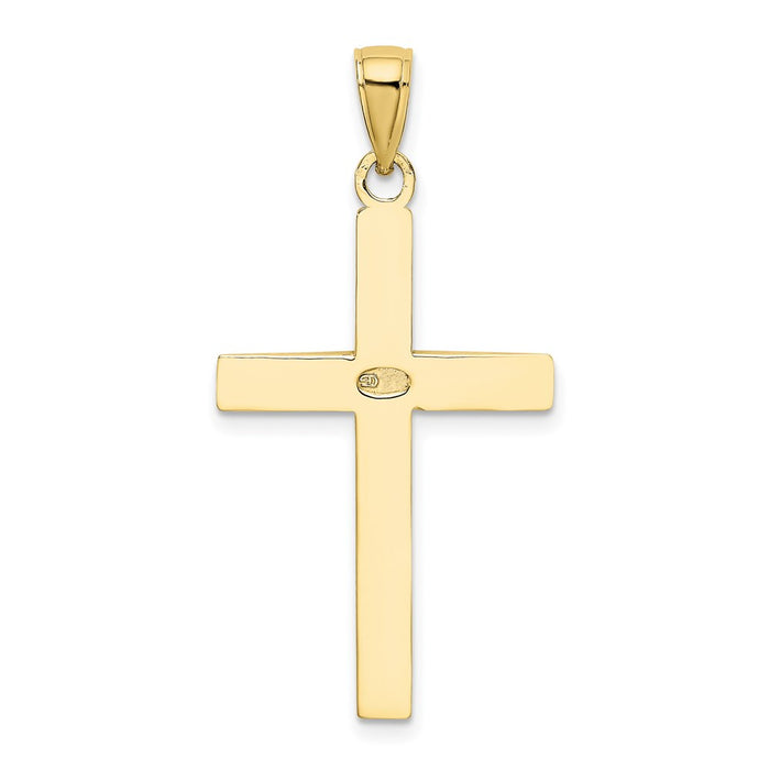 Million Charms 10K Yellow Gold Themed Polished Beveled Relgious Cross Charm