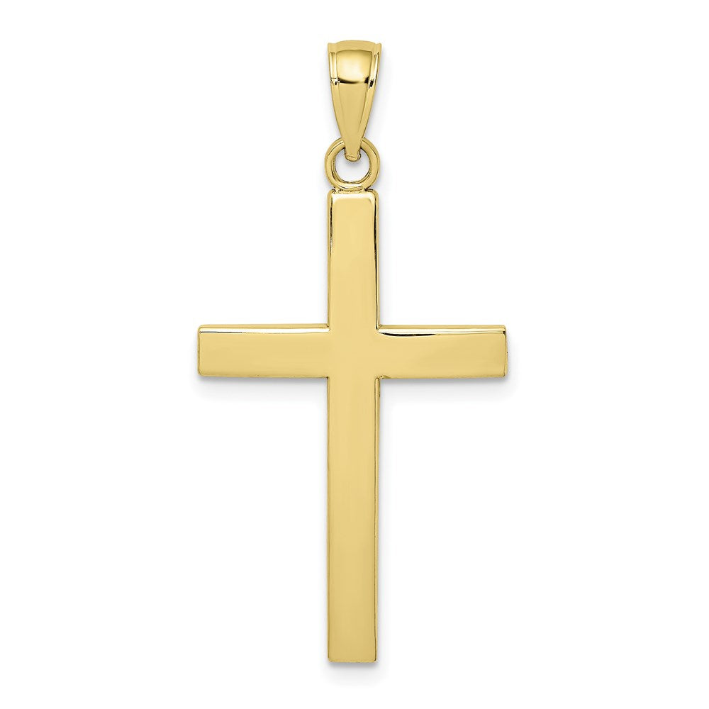 Million Charms 10K Yellow Gold Themed Polished Beveled Relgious Cross Charm