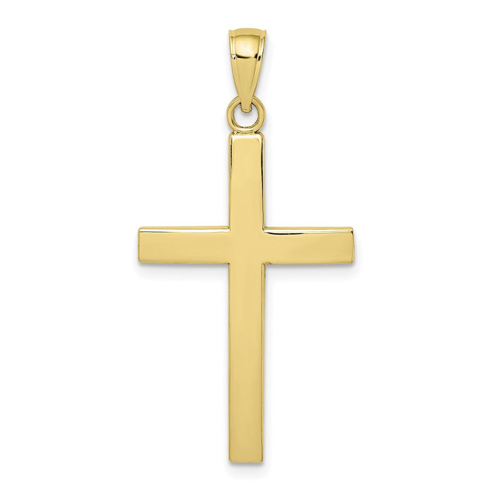 Million Charms 10K Yellow Gold Themed Polished Beveled Relgious Cross Charm