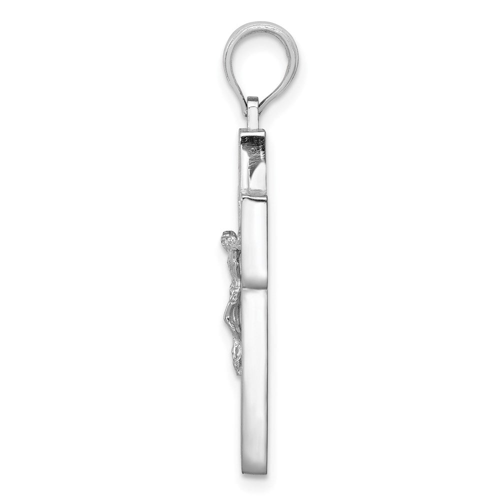 Million Charms 10K White Gold Themed Textured Relgious Crucifix With Frame Charm