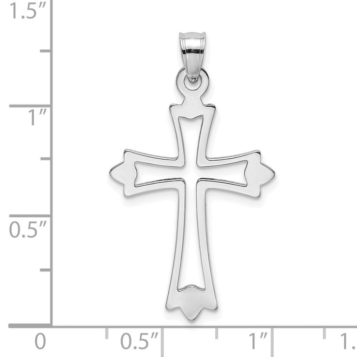 Million Charms 10K White Gold Themed Polished & Cut-Out Relgious Cross Charm