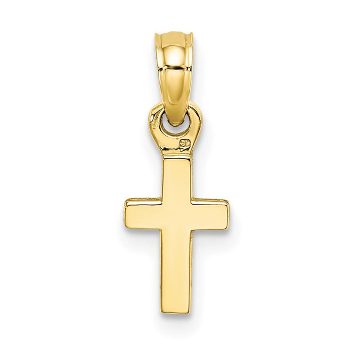 Million Charms 10K Yellow Gold Themed Polished Mini Relgious Cross Charm