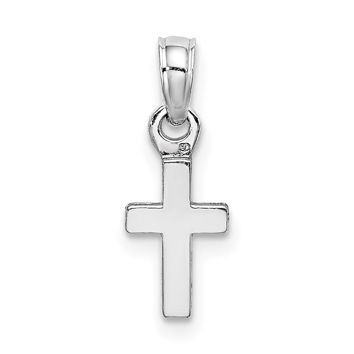 Million Charms 10K White Gold Themed Polished Mini Relgious Cross Charm