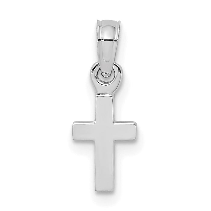 Million Charms 10K White Gold Themed Polished Mini Relgious Cross Charm