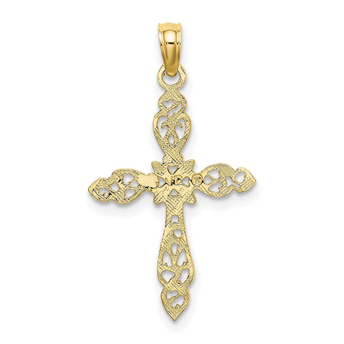 Million Charms 10K Yellow Gold Themed Polished & Cut-Out Relgious Cross Charm