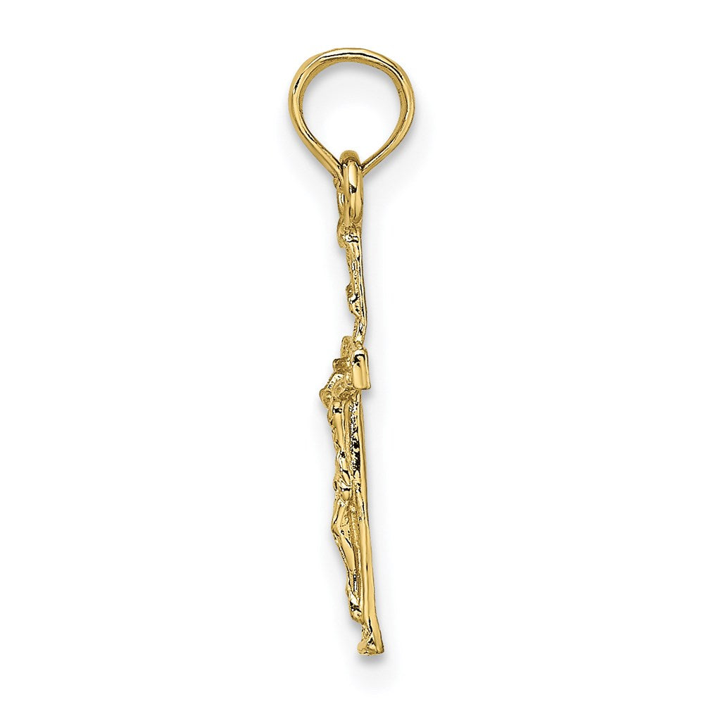 Million Charms 10K Yellow Gold Themed 2-D Mini Relgious Crucifix Charm