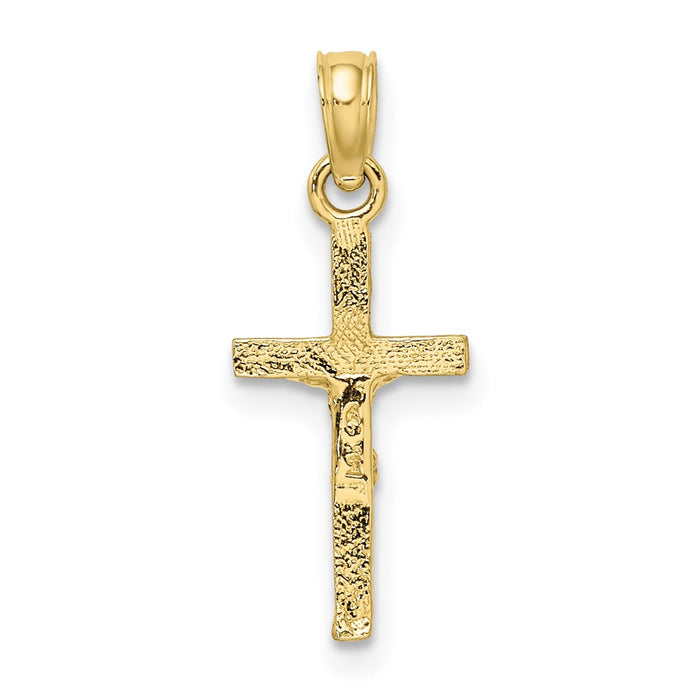 Million Charms 10K Yellow Gold Themed 2-D Mini Relgious Crucifix Charm