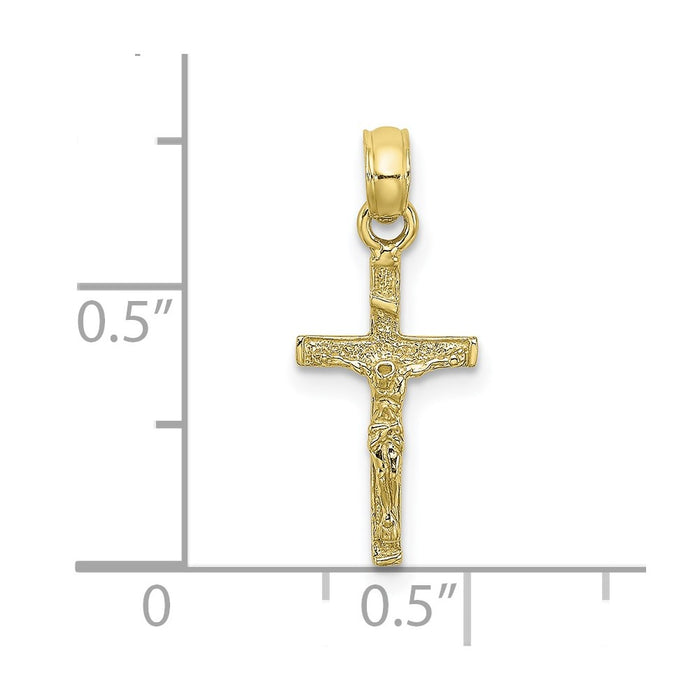 Million Charms 10K Yellow Gold Themed 2-D Mini Relgious Crucifix Charm