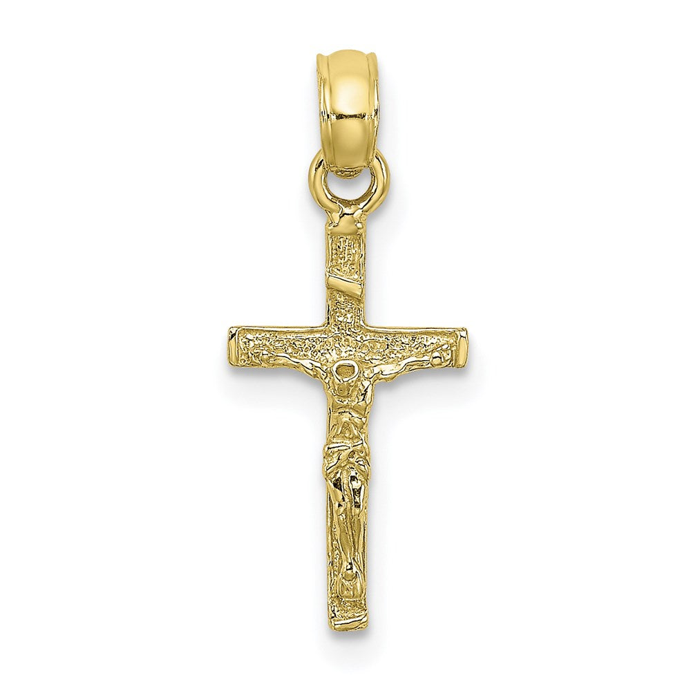 Million Charms 10K Yellow Gold Themed 2-D Mini Relgious Crucifix Charm