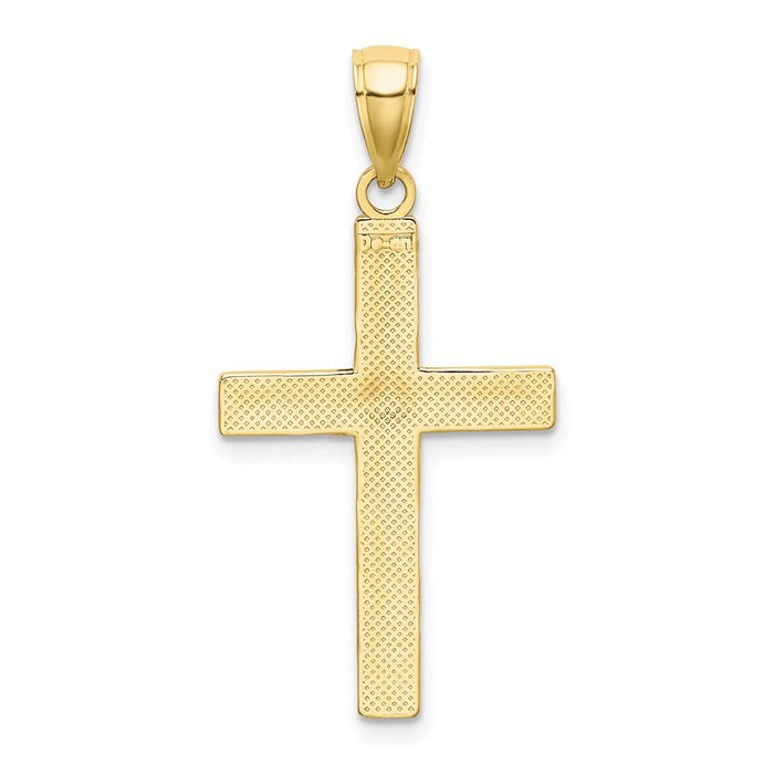 Million Charms 10K Yellow Gold Themed Tubular Relgious Cross Pendant