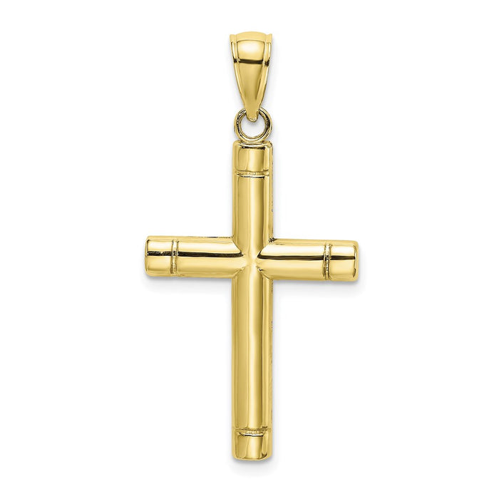 Million Charms 10K Yellow Gold Themed Tubular Relgious Cross Pendant