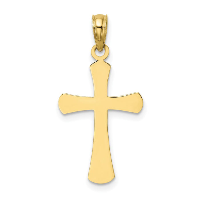 Million Charms 10K Yellow Gold Themed Polished Beveled Relgious Cross With Round Tips Charm