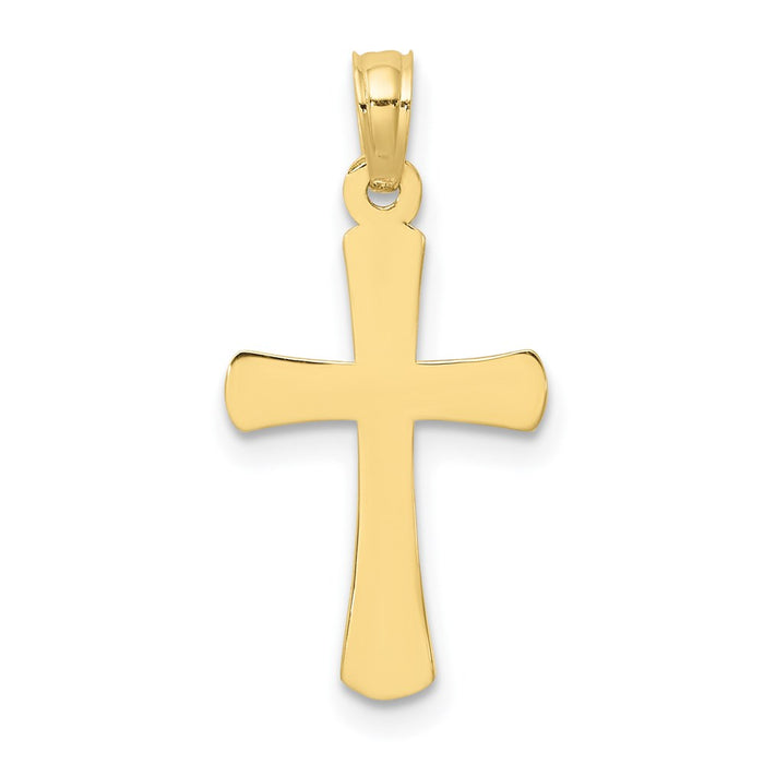 Million Charms 10K Yellow Gold Themed Polished Beveled Relgious Cross With Round Tips Charm