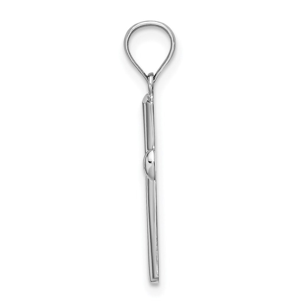 Million Charms 10K White Gold Themed Polished Beveled Relgious Cross With Round Tips Charm