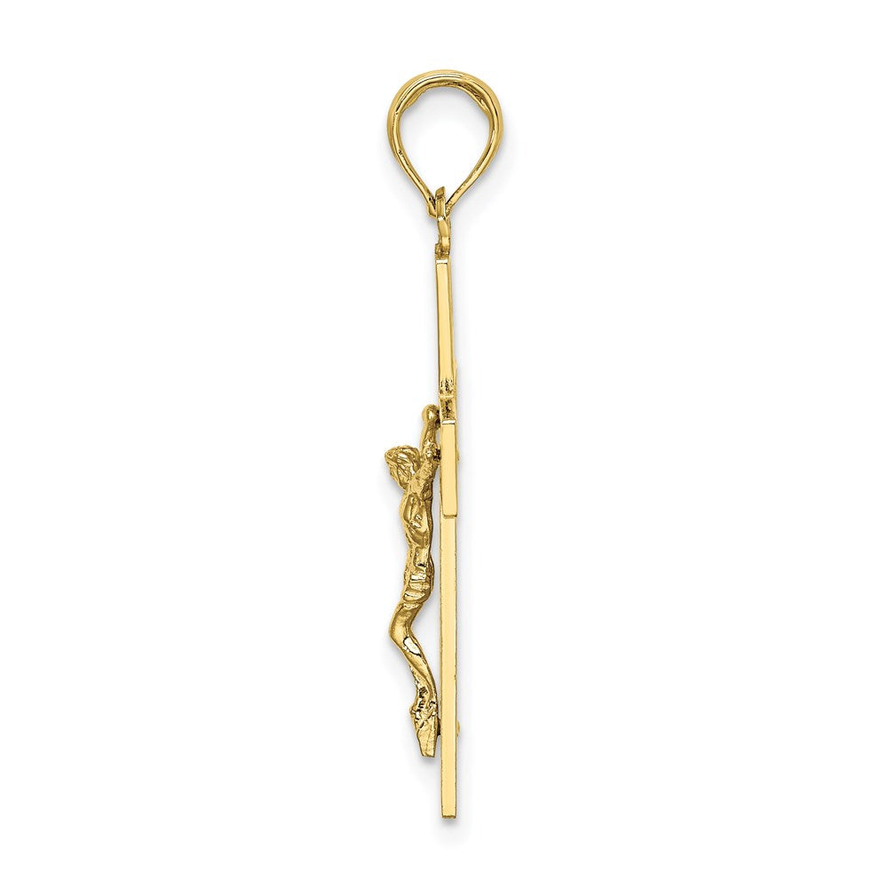 Million Charms 10K Yellow Gold Themed Cut-Out Heart I Love Jesus Relgious Crucifix Charm