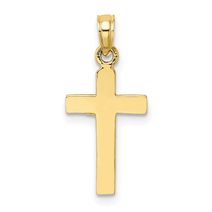 Million Charms 10K Yellow Gold Themed Polished Small Relgious Crucifix Block Relgious Cross Charm