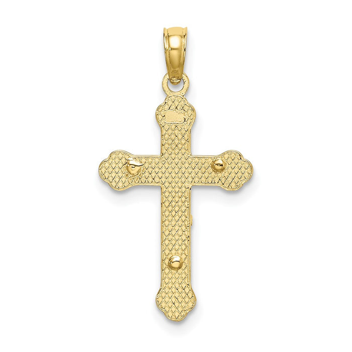 Million Charms 10K Yellow Gold Themed Inri Relgious Crucifix With Scroll Tips Charm