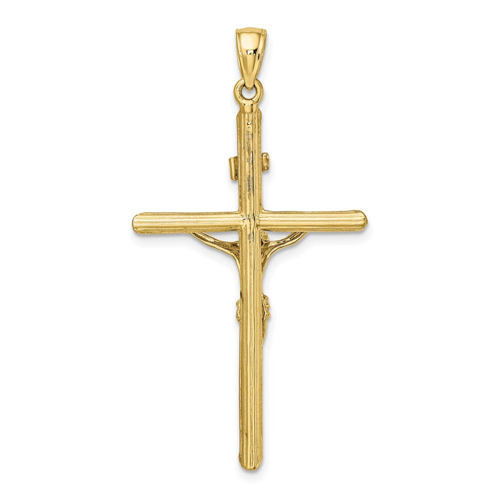 Million Charms 10K Yellow Gold Themed Textured Relgious Crucifix Charm