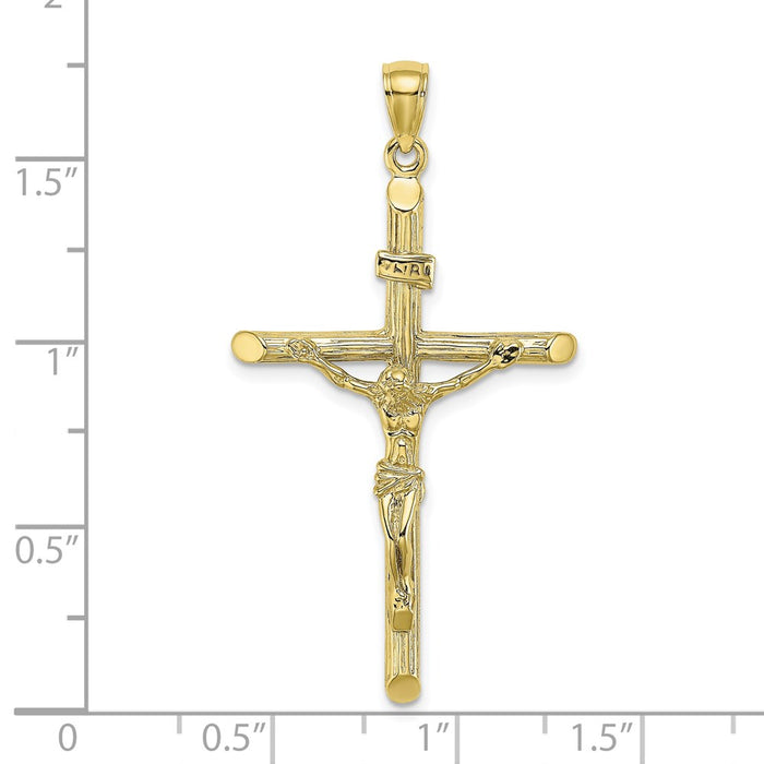 Million Charms 10K Yellow Gold Themed Textured Relgious Crucifix Charm