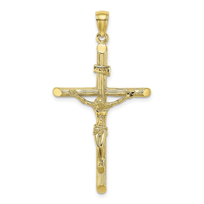 Million Charms 10K Yellow Gold Themed Textured Relgious Crucifix Charm